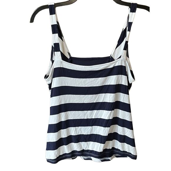 Womens New York & Co Surplice Cross-over Tank Top Blouse - Sz Med - Navy & Whit - Picture 4 of 10